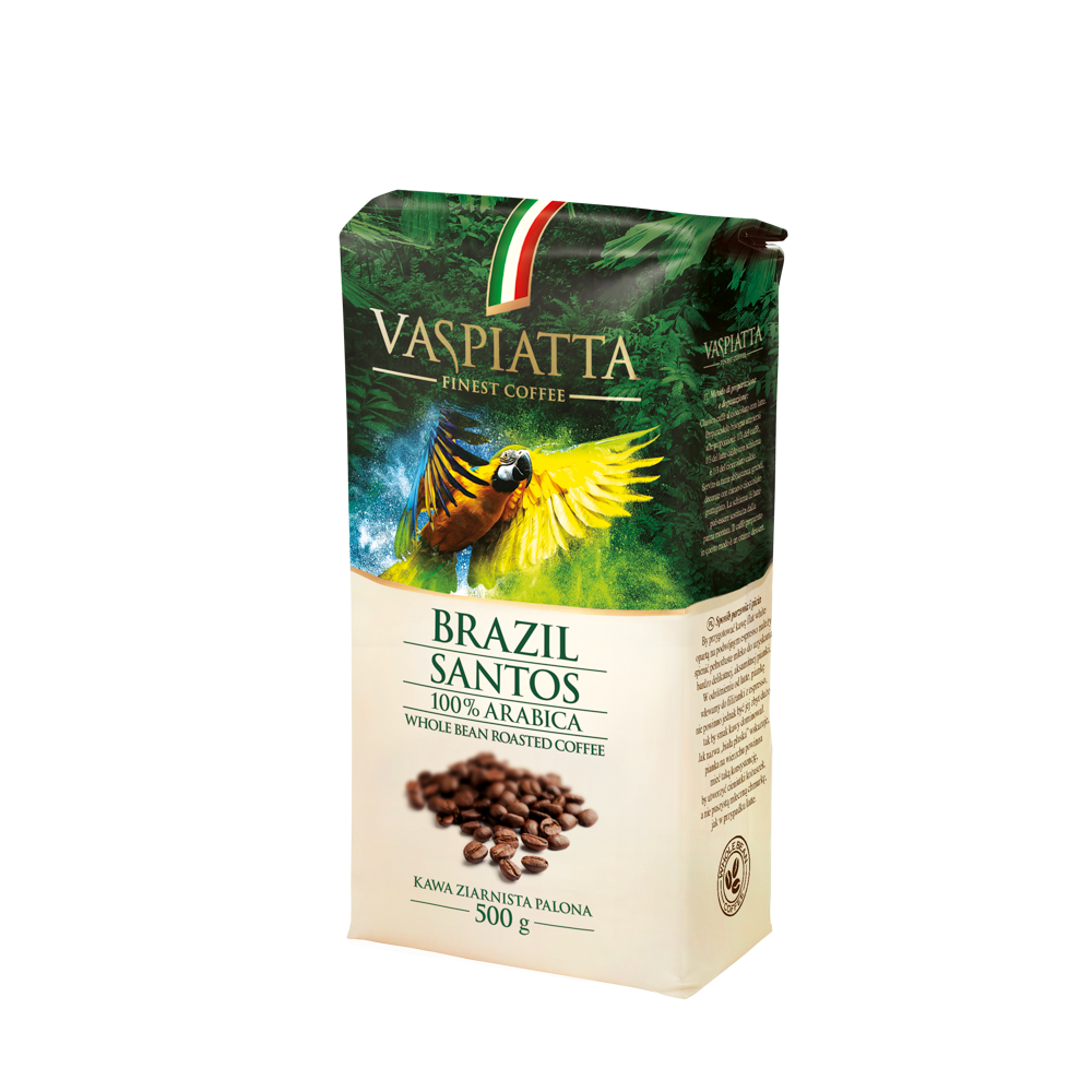 Whole Bean Coffee Vaspiatta Brazil Santos 500g