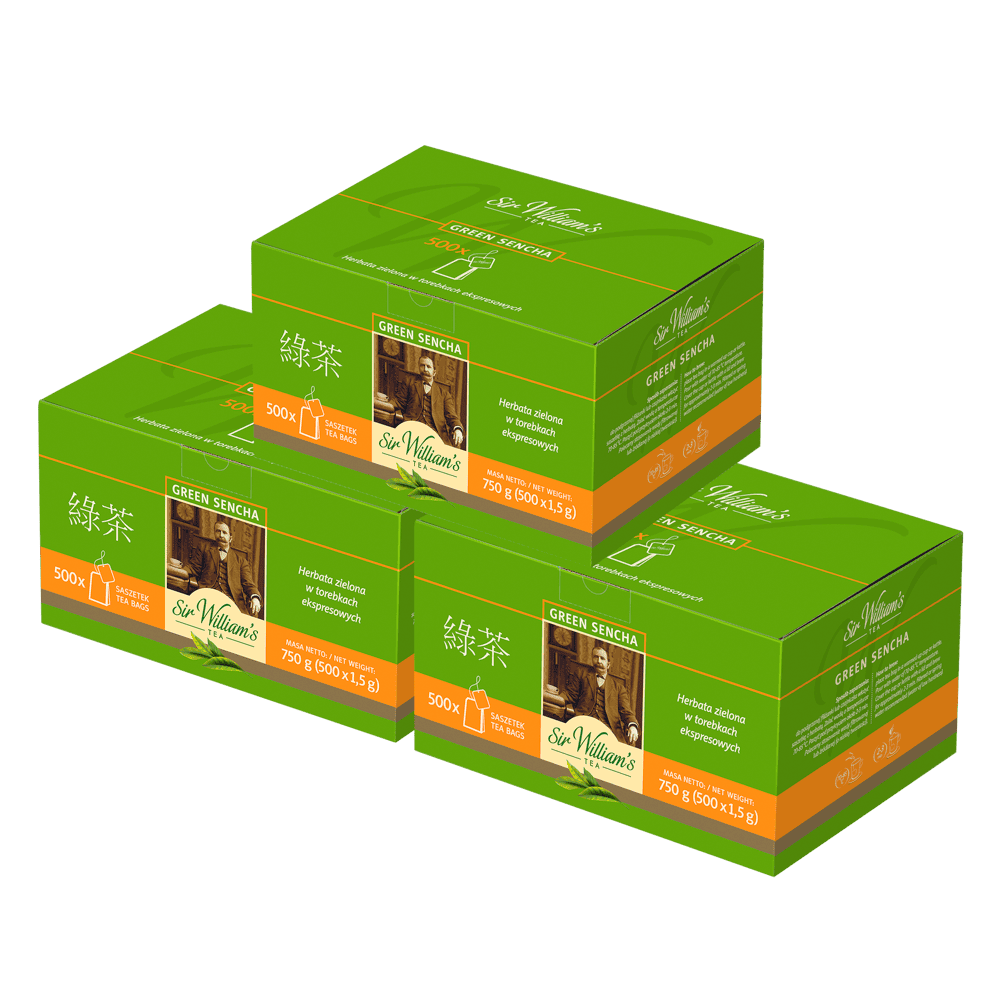 Pakiet 3 X Herbata Sir William's Green Sencha 500 Saszetek