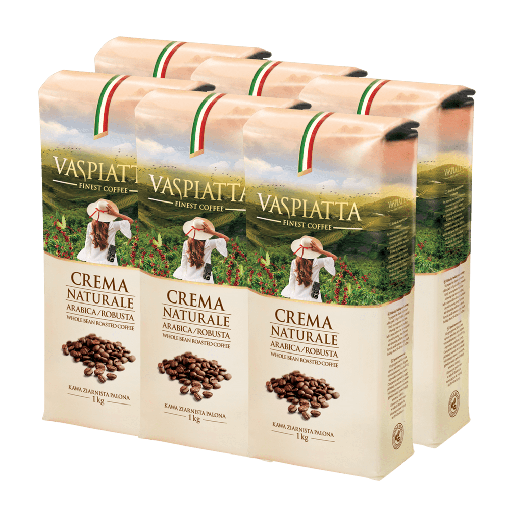 Coffee Coffee package 6x1kg Whole Beans Coffee Vaspiatta Crema Naturale