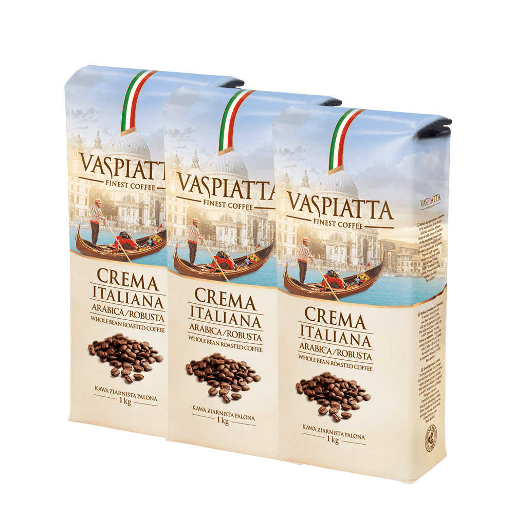 Pakiet 3x1kg Kawa Ziarnista Vaspiatta Crema Italiana