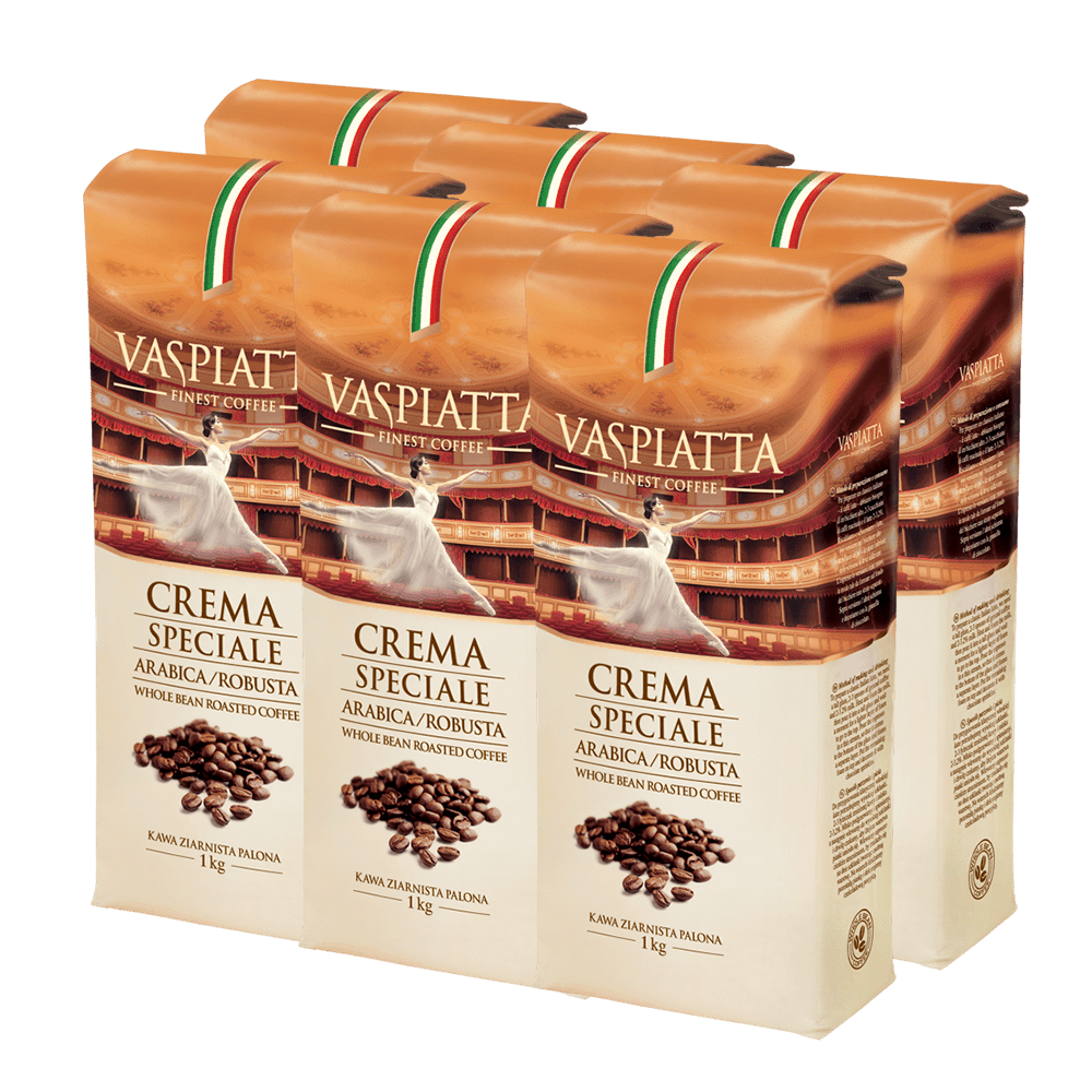 Coffee package 6x1kg Whole Beans Coffee Vaspiatta Crema Speciale 