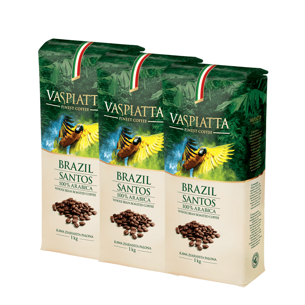 Coffee package 3x1kg Whole Beans Coffee Vaspiatta Brazil Santos 
